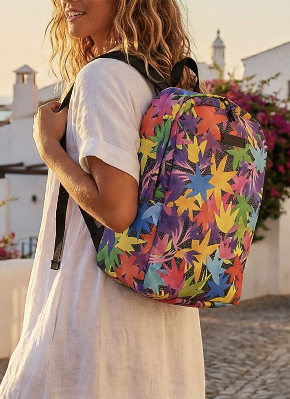 Mochila con estampado de flores multicolor de la marca Mrs. Roper.